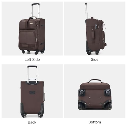 20 Inch Softside Expandable Carry On Luggage with 4 Spinner Wheels (Coffee / 20 Inch)