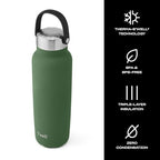 Recycled Stainless Steel Explorer with Insulated Lid and Handle (40 Ounces / Green Jasper)