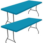 2 Pack Rectangle Spandex Fitted Table Cloth (Teal / 60" x 36" (Rectangular))