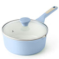 Ceramic Nonstick Saucepan with Double Pouring Spout (Glacier Blue / 3 Quarts)