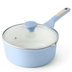 Ceramic Nonstick Saucepan with Double Pouring Spout (Glacier Blue / 3 Quarts)