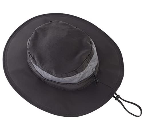 Womens Summer Mesh Boonie Sun Hat Wide Brim UV Protection Fishing Hat (Large / Deep Grey)