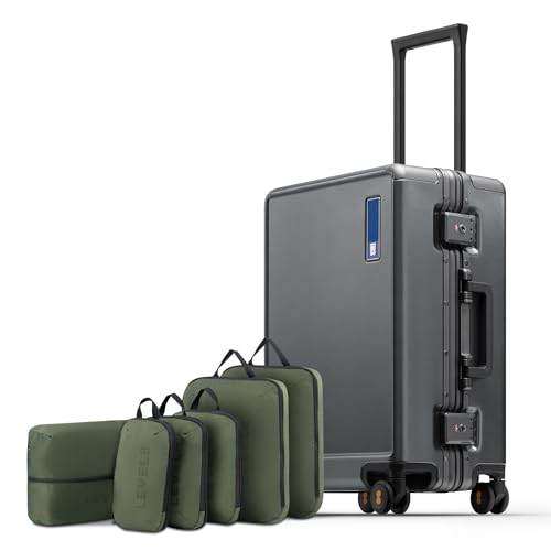 Zipperless Carry On Luggage Airline Approved Hard Suitcase 20" Grey (Grey / Carry-On 20 Inch (With 6PC Organizers))