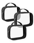 TSA Approved Toiletry Bag Clear Quart Size Travel Bags Makeup Bag (Black / 3 Pack, Handle)