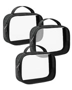 TSA Approved Toiletry Bag Clear Quart Size Travel Bags Makeup Bag (Black / 3 Pack, Handle)