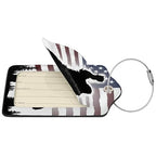 American Flag Leather Luggage Tag with Stainless Steel Ring (4 PCS / American Flag)
