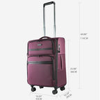 Softside Expandable checked Luggage with Front Business Pockets (Burgundy-24 / 24 inch)