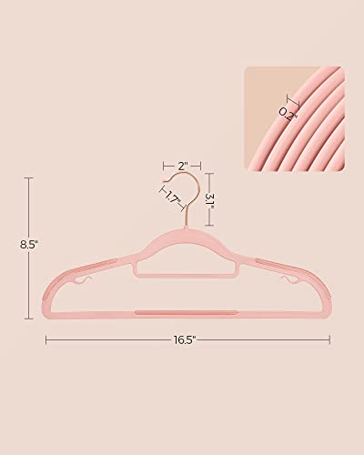 Pack of 50 Coat Hangers (50 Pack / Light Pink + Rose Gold)