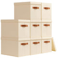 Storage Bins with Lids (Beige / L(8-Pack))