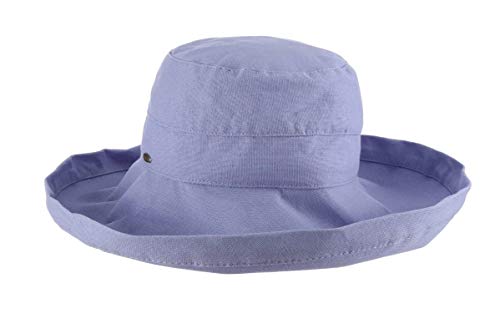 Women's Cotton Hat with Inner Drawstring and Upf 50+ Rating (One Size / Periwinkle)