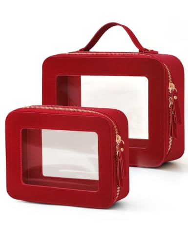 Clear Toiletry Bag 2 Pack (Red / Dual Elegance)