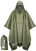 Hooded Rain Poncho for Adult with Pocket (Green)