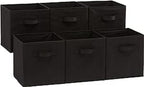 Collapsible Fabric Storage Bins Organizer with Handles (Black / 10.5"x10.5"x11")