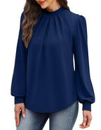 Womens Tops Fall Outfits for Women 2026 Long Sleeve Shirts for Women Blouses Dressy Casual Trendy Fashion Work Early Fall Clothes Business Casual Spring Tunic Tops Winter Clothing Navy Blue M (06 - Navy Blue / Medium)