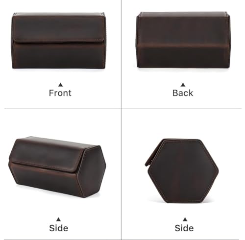 Genuine Leather Watch Roll Travel Case (Hexagon 2 slots)