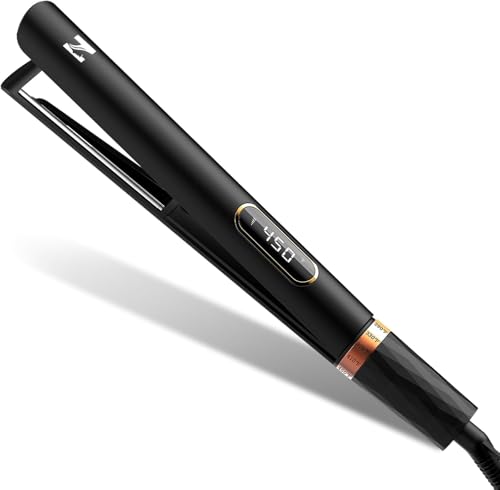 Titanium Flat Iron Hair Straightener and Curler 2 in 1 (Black)