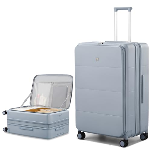 Expandable Large Checked Luggage (Grey / 28 Inch EXT)