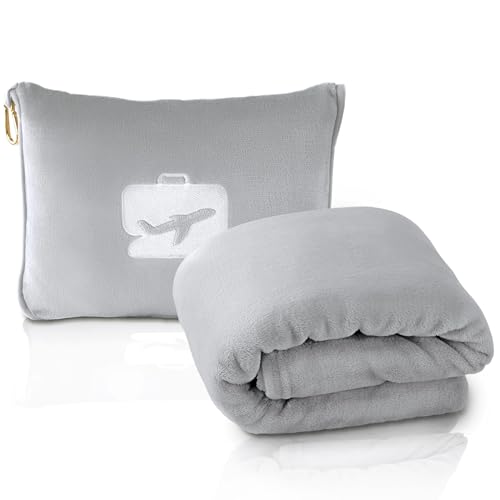 Travel Blanket and Pillow (Light Grey)