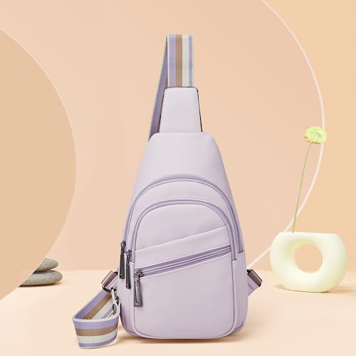 Sling Bag Crossbody Bags for Women Small Cross Body Bag Fanny Packs Chest Sling Purse for Daily Travel Leisure Sport (Purple)