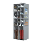18+2 Section Hanging Shoe Organizer with Side Pockets (Grey With 10 Mesh Pockets / 20 Sections)