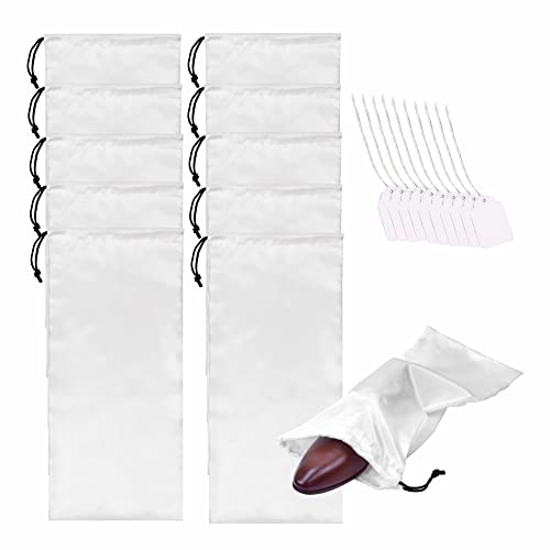 10 Pack Shoe Bags for Travel Satin Fabric Shoe Bag with Drawstring for Men Women Travel Protecting Storing Shoes (White)