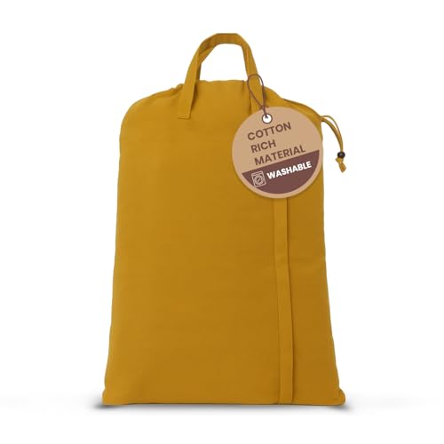LFH Home Cotton Rich Canvas Large Laundry Bag with Handle (28”x40” / Yellow)