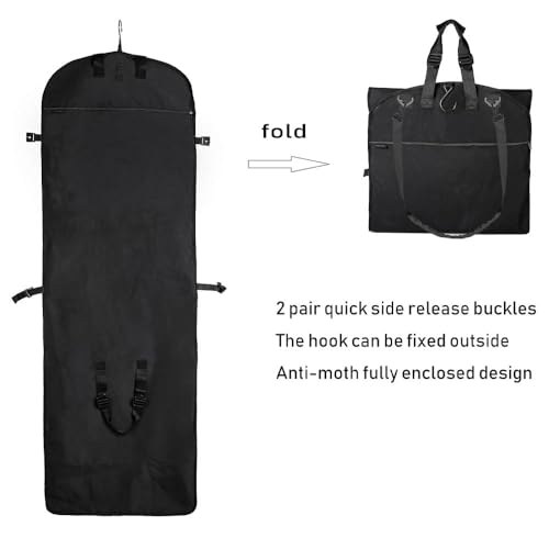 66" Versatile Travelling bags Wedding Dress Travel Garment Bag Tri (66 inch Black)