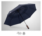 Folding Umbrella Real Wood Handle Auto Open Close Dark Navy (Dark Navy)