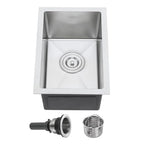12 Inch Undermount Bar Sink 18 Gauge 304 Stainless Steel Brushed (Brushed / D12"xW18"xH8")