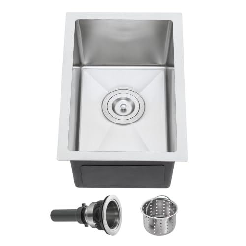 12 Inch Undermount Bar Sink 18 Gauge 304 Stainless Steel Brushed (Brushed / D12"xW18"xH8")