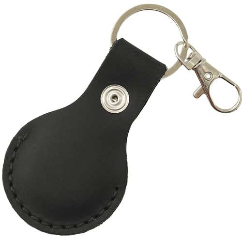 Toprank Leather Keychain Holder Compatible with Apple AirTag (Black)