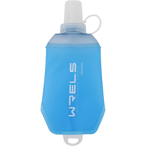 200ml/350ml/500ml Collapsible Soft Flask,BPA Free Folding Soft Water Bottle with Hanging Ring,Lightweight TPU Hydration Flask for Running Marathon Cycling Hiking (Blue-200ml*1)