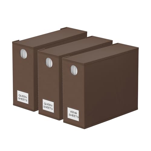3 Pack Bed Sheet Organizers and Storage (3 Pack / Brown)