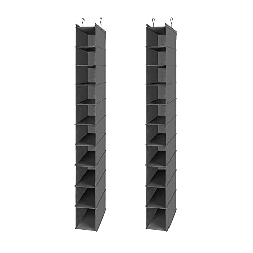 10 Shelf Hanging Shoe Shelf Organizer for Closet (Ashy / 2-Pack)