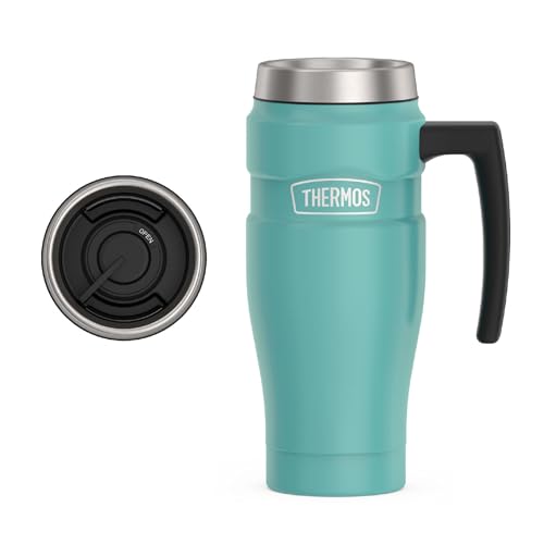 Stainless King Travel Mug with Handle (Matte Teal / 16 Ounces / Handle)