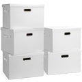 Large 17" 36 Quart Collapsible Stackable Storage Bins with Lids (White / Large -5 Pack)