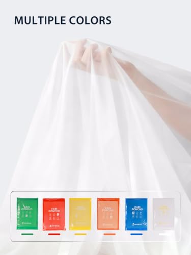Disposable Adult Rain Ponchos Clear Emergency Raincoat (One Size / Clear Multicolor Boxed)