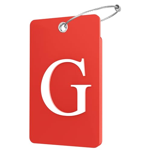 2 Pack Initial Luggage Tags for Suitcases Airplane Travel Essentials (Large G / Red)