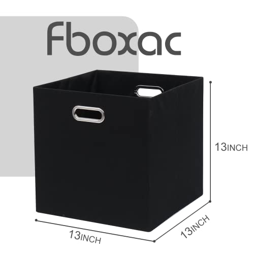 13x13x13 Inch Foldable Cube Storage Bins with Metal Handles (Black / 13 IN (4 Pack))