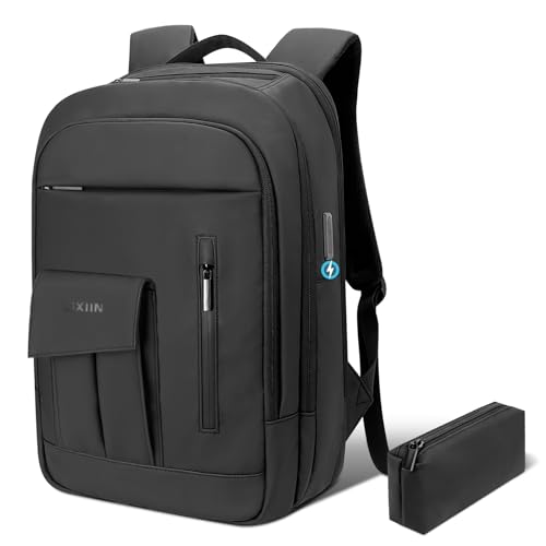 Backpack for Men Business Travel Laptop Backpack with USB Charger Lightweight Anti (15.6MAX" / With Pocket / Black)