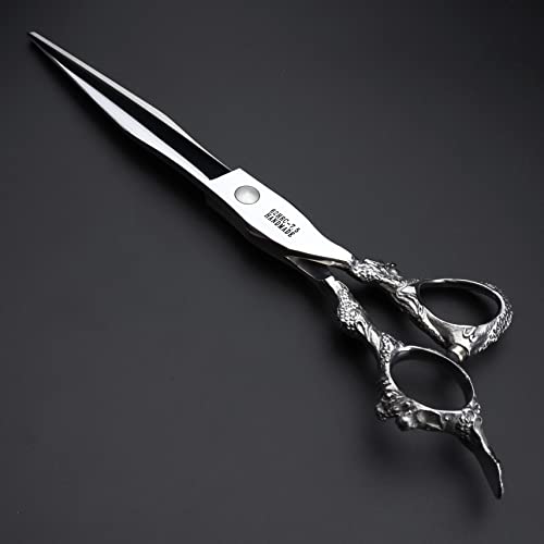 6/7/7.5/8/9" Japanese 440C Styling Studio Scissors Hairdressing Professional Styling Tool Kit Scissors (19cm Platte Schaar) (7.5" Flat Schaar)