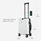 Hardside Expandable Carry On Luggage with Spinner Wheels & Built (White)