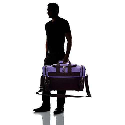 Blank Duffle Bag Duffel Bag in Black and Purple Gym Bag (Purple)