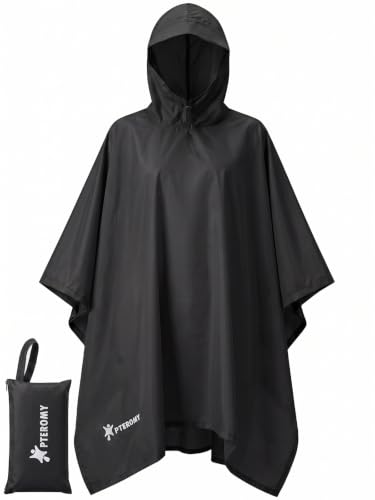 Hooded Rain Poncho for Adults (Black-basic)