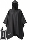 Hooded Rain Poncho for Adults (Black-basic)