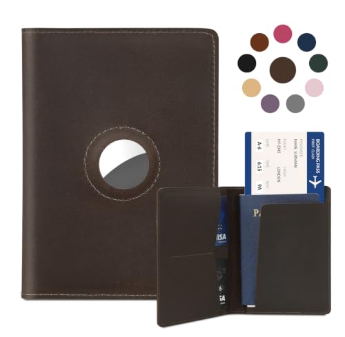 Airtag Passport Holder for Men and Women Travel (Coffee / For Airtag(with Airtag Slot))
