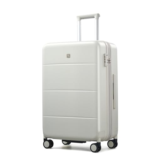 24 Inch Luggage with Spinner Wheels (Smoke White / 24 Inch EXT)