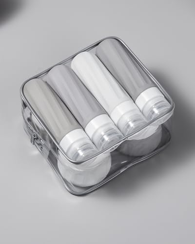 Travel Size Toiletries 8 Pack (3oz bottle 3oz jar / Proper Gray)