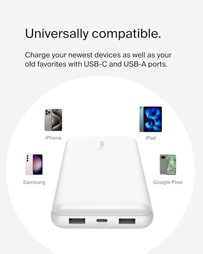 20000mAh 15W 3 Port Power Bank (White)