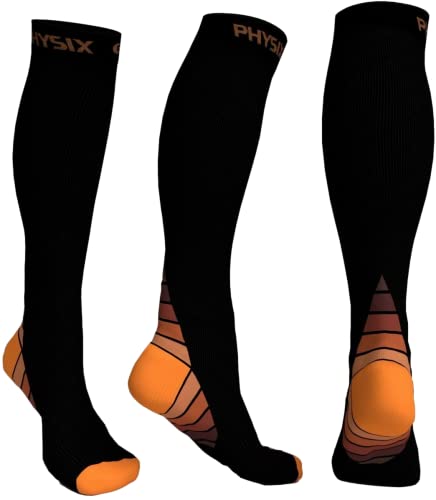 Physix Gear Compression Socks (Black/Orange / XX-Large)